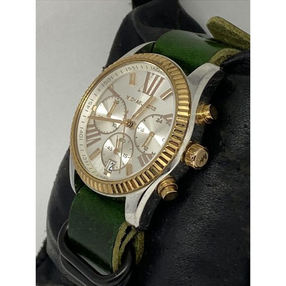 Michael Kors MK5735 Women's Green Leather Analog Dial Quartz Wrist Watch RQ227 - Picture 4 of 12